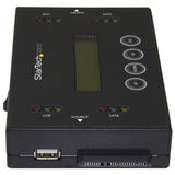 StarTech.com 1:1 Standalone Hard Drive and USB Flash Disk Duplicator and Eraser, USB Thumb Drive and SATA HDD/SSD Disk Cloner and Eraser, Hardrive Copier/Sanitizer/Wiper, LCD display, TAA