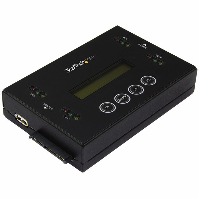 StarTech.com 1:1 Standalone Hard Drive and USB Flash Disk Duplicator and Eraser, USB Thumb Drive and SATA HDD/SSD Disk Cloner and Eraser, Hardrive Copier/Sanitizer/Wiper, LCD display, TAA