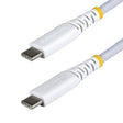 StarTech.com 3ft (91cm) White USB-C Charging Cable, 60W (3A) PD, Dual-Layer Braided Nylon/TPE Jacket, Rugged USB C Charging Cord, USB 2.0 Laptop Charger Cable