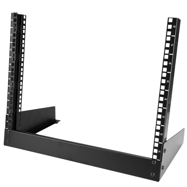 StarTech.com 2-Post 8U Desktop Server Rack, Small Open Frame 19in Computer Rack, Compact Network Rack for AV / Studio / Data / IT Equipment - Free Standing Two-Post Home/Office Rack - TAA