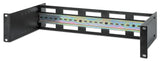 Intellinet Adjustable 19" Rackmount DIN Rail Kit, 2U, Chassis to Mount Top Hat DIN Rail Equipment in a 19 in. Rack, Adjustable Rail Depth of 48 to 174 mm, Aluminum, Black RAL 9005