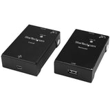 StarTech.com USB 2.0 Extender over Cat5e/Cat6 Cable (RJ45) - Up to 165ft (50m) - High Speed USB Port Extender Adapter Kit - Powered - USB over Ethernet Cable Extender - 480Mbps - Metal - TAA