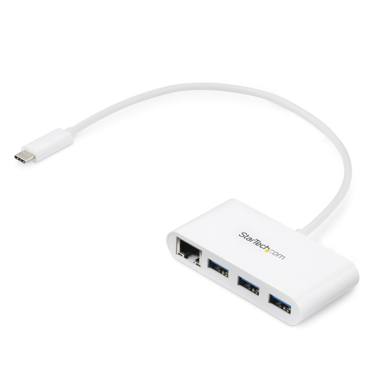 StarTech.com 3-Port USB-C Hub with Gigabit Ethernet - USB-C to 3x USB-A - USB 3.0 Hub - 5Gbps - White