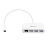 StarTech.com 3-Port USB-C Hub with Gigabit Ethernet - USB-C to 3x USB-A - USB 3.0 Hub - 5Gbps - White