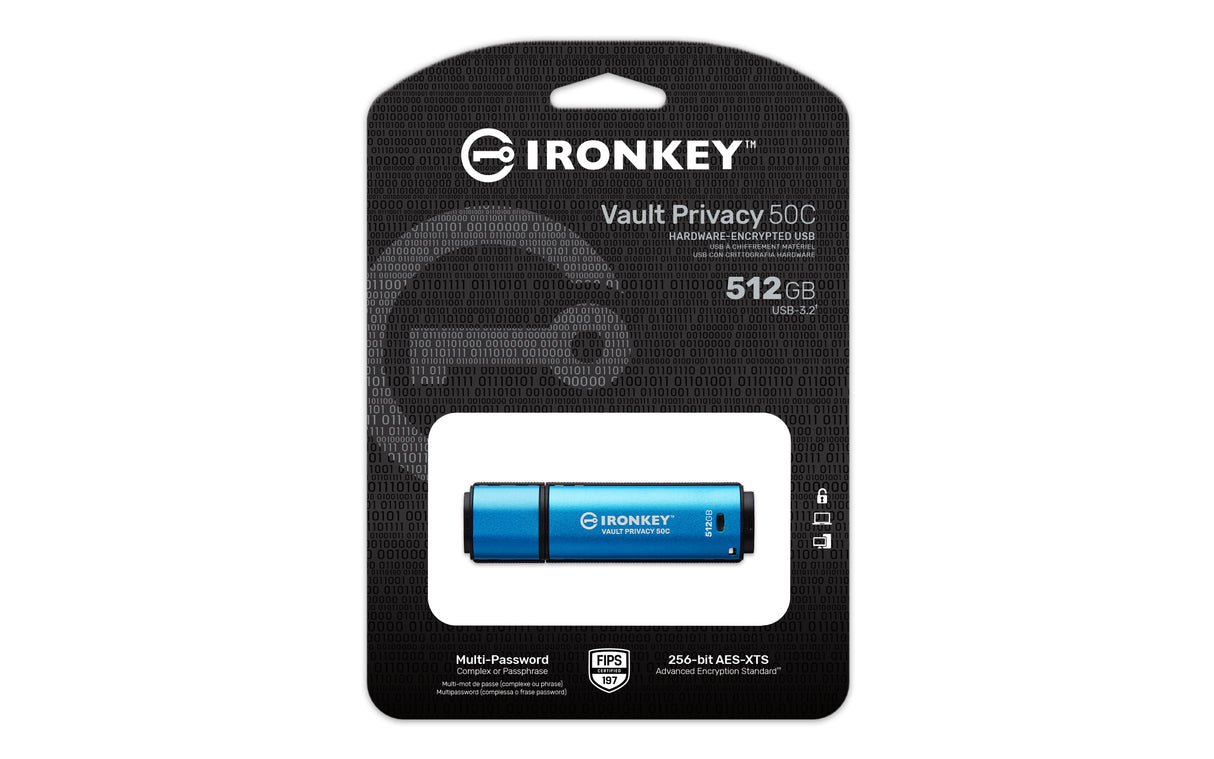 Kingston Technology IronKey 512GB USB-C Vault Privacy 50C AES-256 Encrypted, FIPS 197