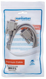 Manhattan VGA HD15 Monitor Cable, 1.8m, Male to Male, Grey, Fully Shielded, Polybag