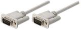Manhattan VGA HD15 Monitor Cable, 1.8m, Male to Male, Grey, Fully Shielded, Polybag