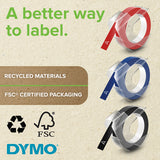 DYMO Authentic Embossing Label Tape | 9 mm x 3 m roll | White Print on Blue | Self-Adhesive | for Embossing Label Makers | 1 Count