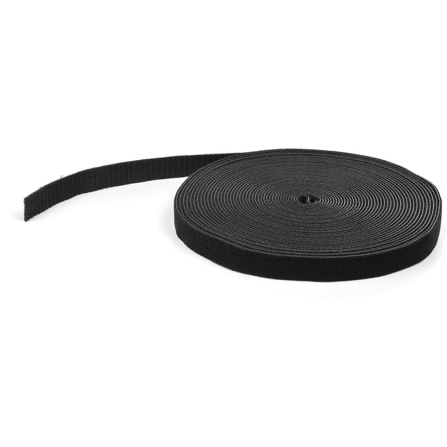 StarTech.com 50ft (15.2m) Hook and Loop Roll, Black, Cut-to-Size Reusable Cable Ties, Bulk Industrial Wire Fastener Tape, Adjustable Fabric Wraps, Reusable Self Gripping Cable Management Straps