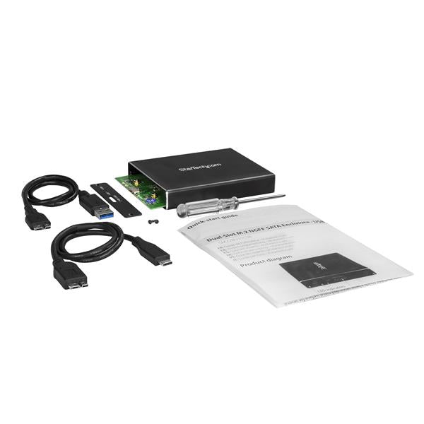StarTech.com Dual-Slot Drive Enclosure for M.2 SATA SSDs - USB 3.1 (10Gbps) - RAID - TAA
