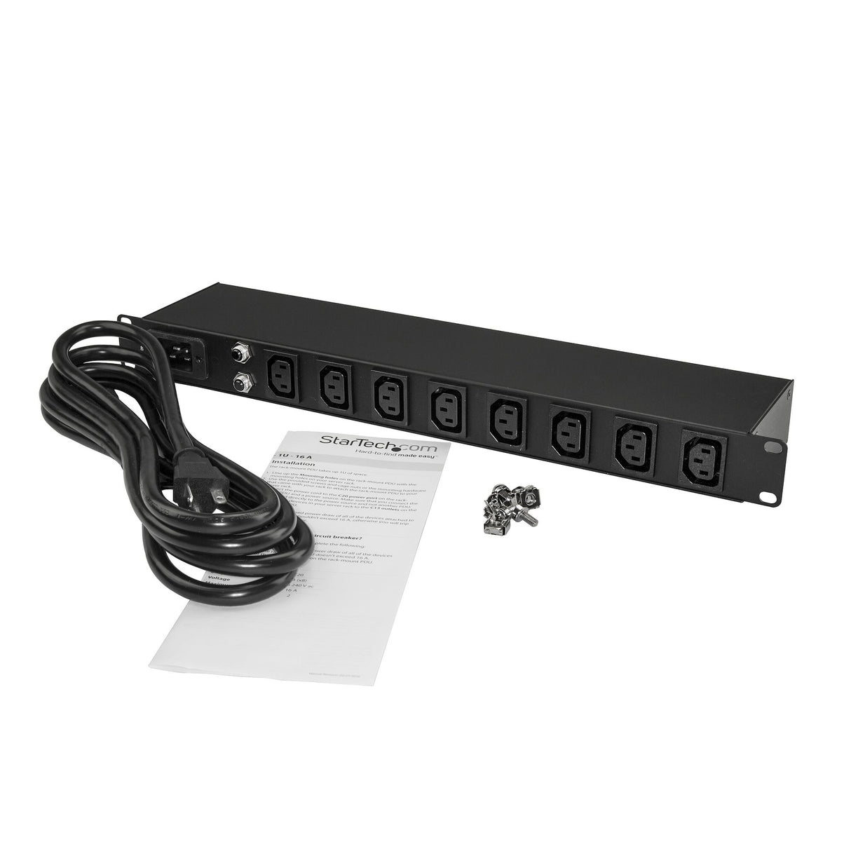 StarTech.com 1U 19 inch 8 Port Rack Mount PDU - IEC C13 Socket Rackmount Power Supply/Strip - Horizontal Server Rack Mountable PDU /Data Center Power Distribution Unit 16A 240V