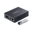 StarTech.com Single-Mode (SM) LC Fiber Media Converter for 10/100/1000 Networks, Standalone Gigabit Ethernet to Fiber Converter, 20km - TAA
