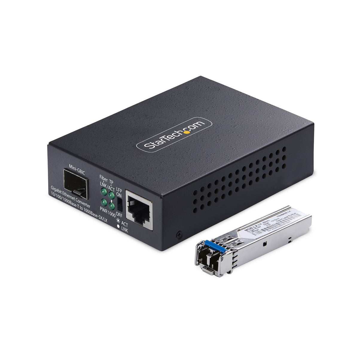 StarTech.com Single-Mode (SM) LC Fiber Media Converter for 10/100/1000 Networks, Standalone Gigabit Ethernet to Fiber Converter, 20km - TAA