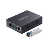 StarTech.com Single-Mode (SM) LC Fiber Media Converter for 10/100/1000 Networks, Standalone Gigabit Ethernet to Fiber Converter, 20km - TAA