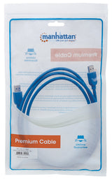 Manhattan USB-A to USB-A Cable, 1.8m, Male to Male, 5 Gbps (USB 3.2 Gen1 aka USB 3.0), Equivalent to USB3SAA6, SuperSpeed USB, Blue, Lifetime Warranty, Polybag