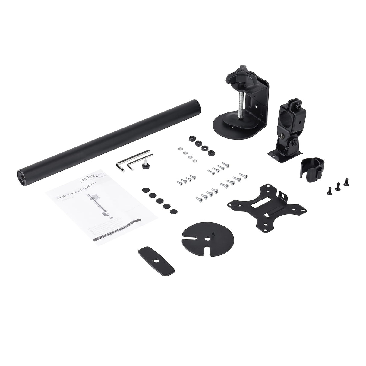 StarTech.com Single Monitor Desk Mount - Single Screen Heavy Duty Pole Mount for up to 34" (17.6lb/8kg) VESA Compatible Displays - Ergonomic Height Adjustable Monitor Arm Mount - Desk Clamp/Grommet