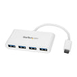 StarTech.com 4 Port USB C Hub with 4x USB-A Ports (USB 3.0 SuperSpeed 5Gbps) - USB Bus Powered - Portable/Laptop USB-C to USB-A Adapter Hub - USB 3.2 Gen 1 Type-C Hub - White