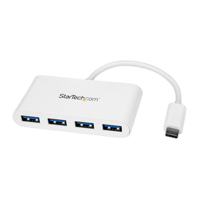 StarTech.com 4 Port USB C Hub with 4x USB-A Ports (USB 3.0 SuperSpeed 5Gbps) - USB Bus Powered - Portable/Laptop USB-C to USB-A Adapter Hub - USB 3.2 Gen 1 Type-C Hub - White