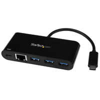 StarTech.com 3 Port USB-C Hub with Gigabit Ethernet & 60W Power Delivery Passthrough Laptop Charging - USB-C to 3x USB-A (USB 3.0 SuperSpeed 5Gbps) - USB 3.2 Gen 1 Type-C Adapter Hub