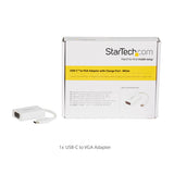 StarTech.com USB C to VGA Adapter with Power Delivery - 1080p USB Type-C to VGA Monitor Video Converter w/ Charging - 60W PD Pass-Through - Thunderbolt 3 Compatible - White