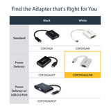 StarTech.com USB C to VGA Adapter with Power Delivery - 1080p USB Type-C to VGA Monitor Video Converter w/ Charging - 60W PD Pass-Through - Thunderbolt 3 Compatible - White