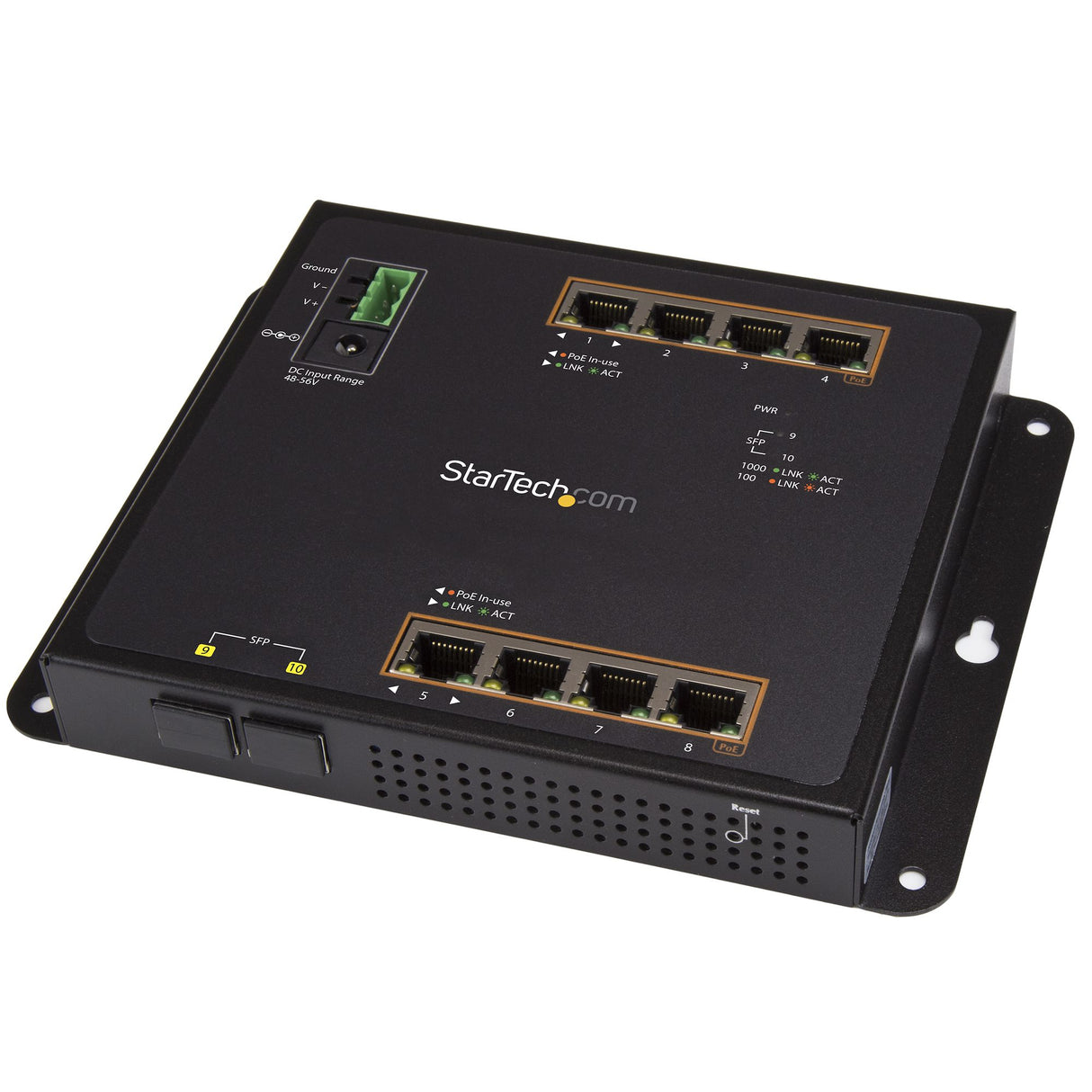 StarTech.com Industrial 8 Port Gigabit PoE+ Switch w/2 SFP MSA Slots - 30W - Layer/L2 Switch Hardened GbE Managed - Rugged High Power Gigabit Ethernet Network Switch IP-30/-40 C to 75 C - TAA