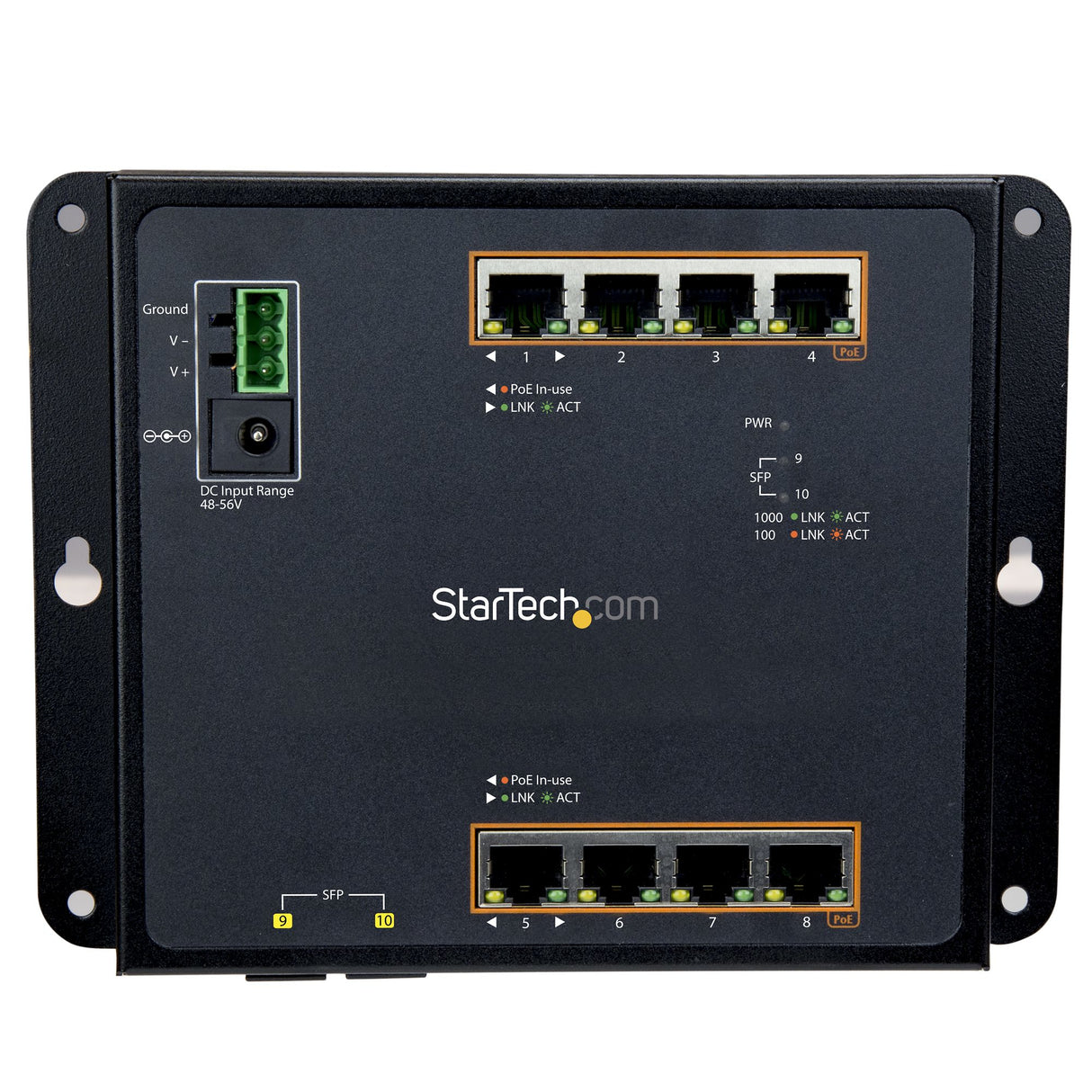 StarTech.com Industrial 8 Port Gigabit PoE+ Switch w/2 SFP MSA Slots - 30W - Layer/L2 Switch Hardened GbE Managed - Rugged High Power Gigabit Ethernet Network Switch IP-30/-40 C to 75 C - TAA