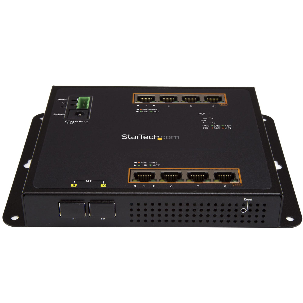 StarTech.com Industrial 8 Port Gigabit PoE+ Switch w/2 SFP MSA Slots - 30W - Layer/L2 Switch Hardened GbE Managed - Rugged High Power Gigabit Ethernet Network Switch IP-30/-40 C to 75 C - TAA