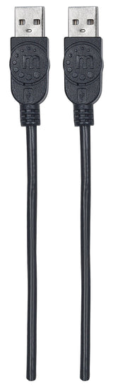 Manhattan USB-A to USB-A Cable, 0.5m, Male to Male, 480 Mbps (USB 2.0), Hi-Speed USB, Black, Lifetime Warranty, Polybag