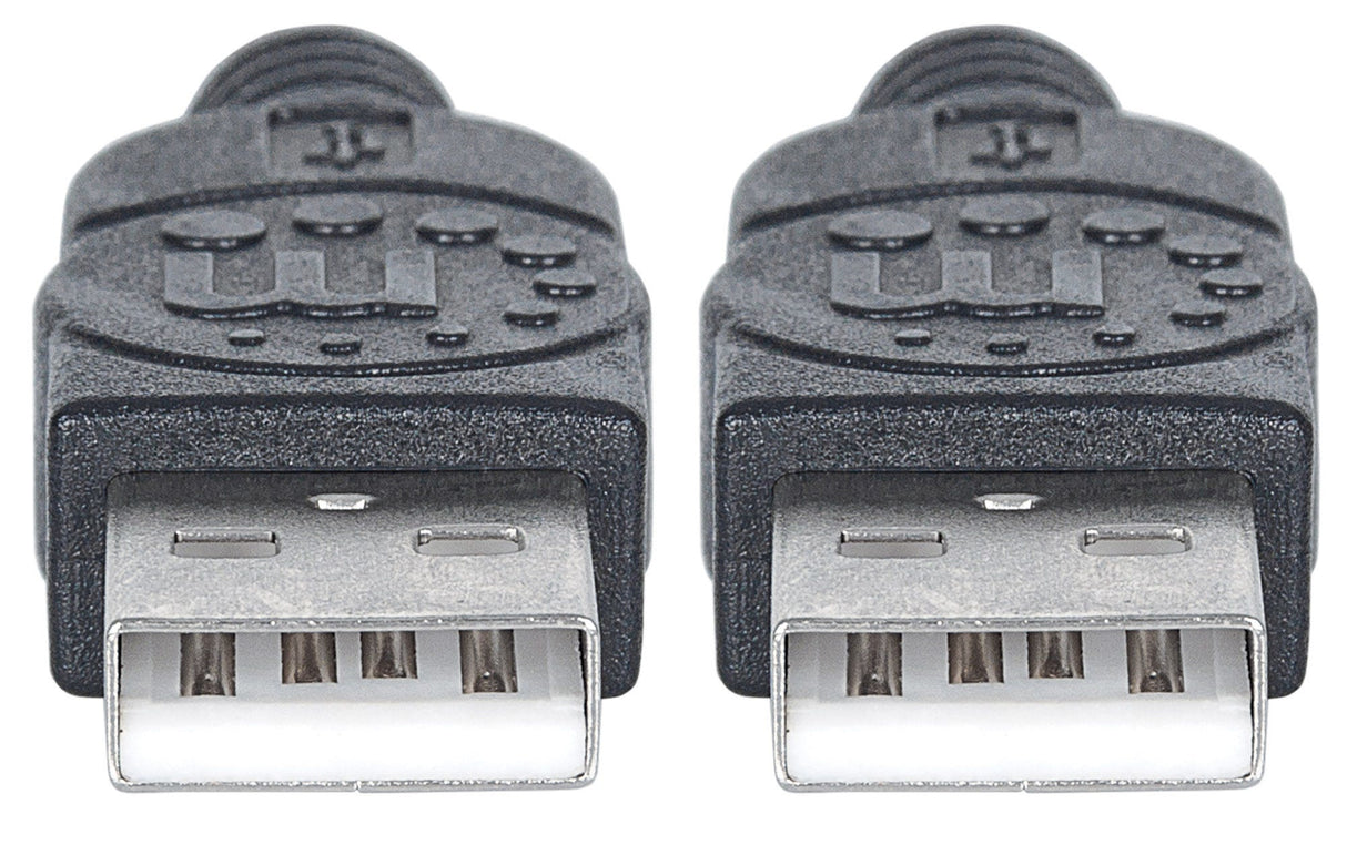 Manhattan USB-A to USB-A Cable, 0.5m, Male to Male, 480 Mbps (USB 2.0), Hi-Speed USB, Black, Lifetime Warranty, Polybag