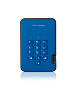 iStorage diskAshur² HDD 1TB Blue | Secure Portable Hard Drive |AES-XTS 256-bit Hardware Encryption | PIN protected | OS & Platform Independent | TAA Compliant|Brute force hack defence | Dust/Water Resistant