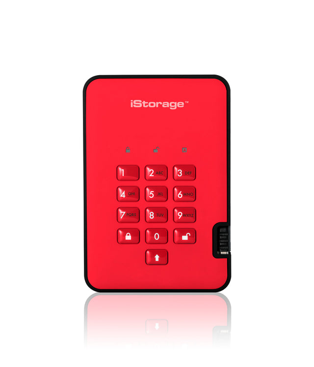 iStorage diskAshur² HDD 3TB Red | Secure Portable Hard Drive |AES-XTS 256-bit Hardware Encryption | PIN protected | OS & Platform Independent | TAA Compliant |Brute force hack defence | Dust/Water Resistant