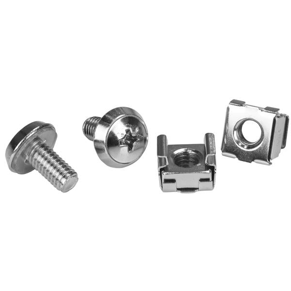 StarTech.com 20-Pack M6 12mm Screws, Square Hole Cage Nuts and Installation Tool, Hardware Mounting Kit for 19" or 10" Server Racks, Cabinets and Enclosures, Silver - TAA