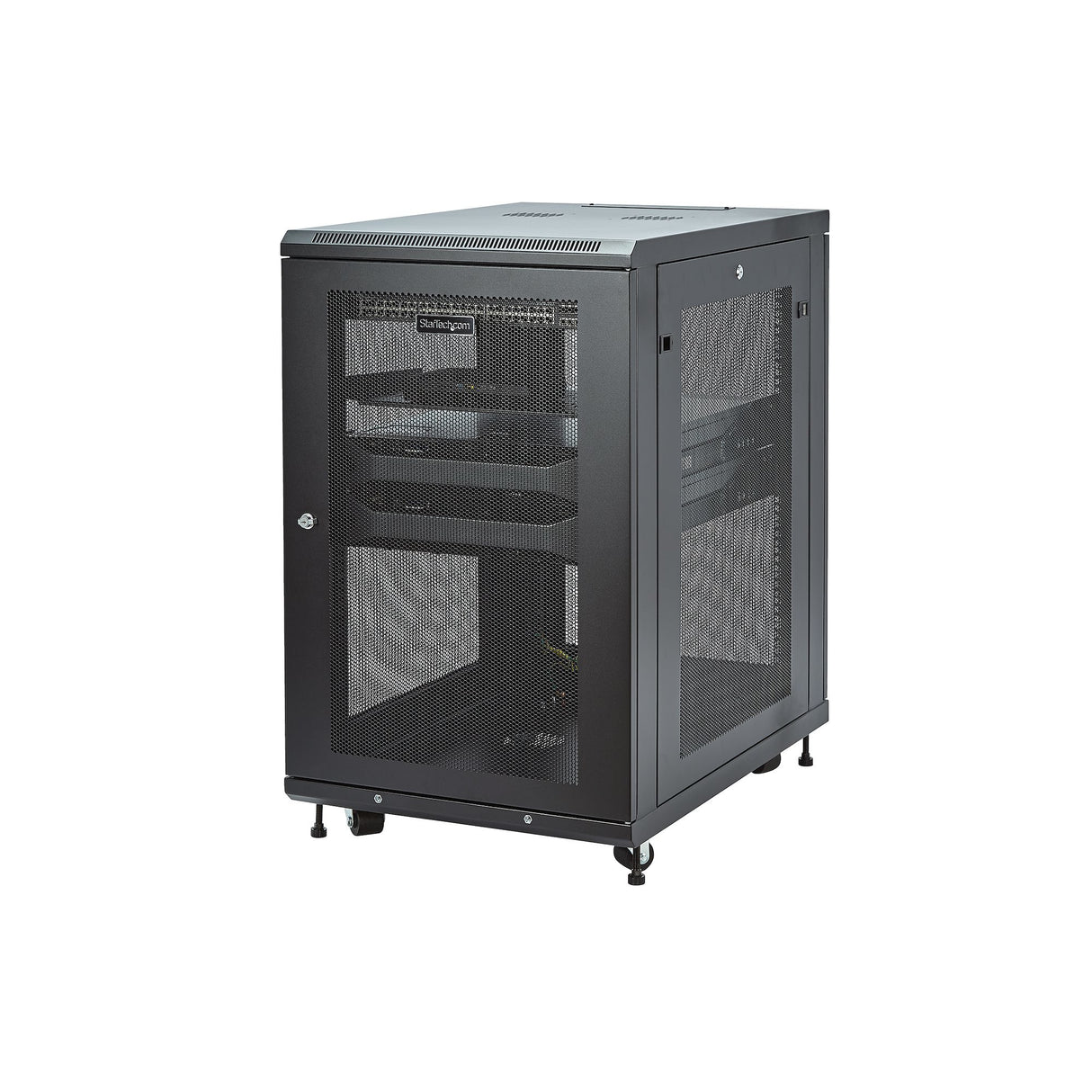 StarTech.com 18U Enterprise-Grade Server Rack Cabinet Kit, 19in Enclosed 4-Post Rack with Shelf and Cable Management, 29in (75cm) Mounting Depth, 992lb (450kg) Capacity