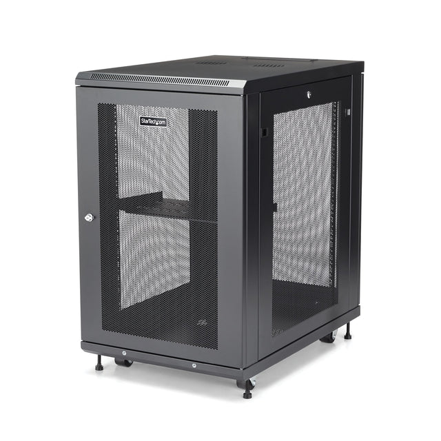 StarTech.com 18U Enterprise-Grade Server Rack Cabinet Kit, 19in Enclosed 4-Post Rack with Shelf and Cable Management, 29in (75cm) Mounting Depth, 992lb (450kg) Capacity