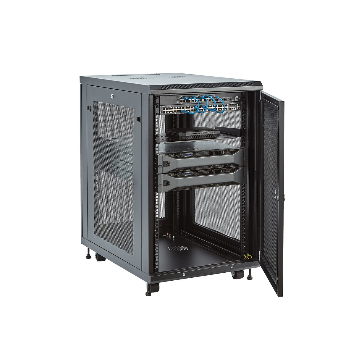 StarTech.com 18U Enterprise-Grade Server Rack Cabinet Kit, 19in Enclosed 4-Post Rack with Shelf and Cable Management, 29in (75cm) Mounting Depth, 992lb (450kg) Capacity