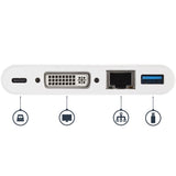 StarTech.com USB C Multiport Adapter - USB-C to DVI-D (Digital) Video Adapter with 60W Power Delivery Passthrough Charging, GbE, USB-A - Portable USB Type-C/Thunderbolt 3 Mini Laptop Dock