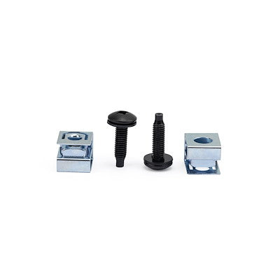 StarTech.com 50-Pack 10-32 19mm Screws and Square Hole Clip Nuts for 19" or 10" Server Racks, Cabinets and Enclosures, Black and Silver - TAA