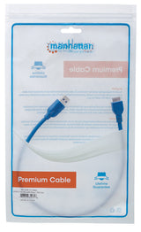Manhattan USB-A to Micro-USB Cable, 0.5m, Male to Male, 5 Gbps (USB 3.2 Gen1 aka USB 3.0), SuperSpeed USB, Blue, Lifetime Warranty, Polybag