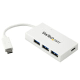 StarTech.com 4 Port USB C Hub with 1x USB-C & 3x USB-A Ports (SuperSpeed 5Gbps) - USB Bus Powered - Portable/Laptop USB 3.0 Adapter Hub - USB 3.2 Gen 1 Type-C Hub - White - TAA