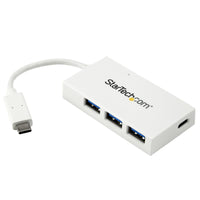 StarTech.com 4 Port USB C Hub with 1x USB-C & 3x USB-A Ports (SuperSpeed 5Gbps) - USB Bus Powered - Portable/Laptop USB 3.0 Adapter Hub - USB 3.2 Gen 1 Type-C Hub - White - TAA