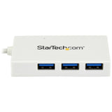 StarTech.com 4 Port USB C Hub with 1x USB-C & 3x USB-A Ports (SuperSpeed 5Gbps) - USB Bus Powered - Portable/Laptop USB 3.0 Adapter Hub - USB 3.2 Gen 1 Type-C Hub - White - TAA