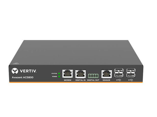 Vertiv Avocent 4-Port ACS800 Serial Console with analog modem, external AC/DC Power Brick - Global Datacenter PDU Power Cord