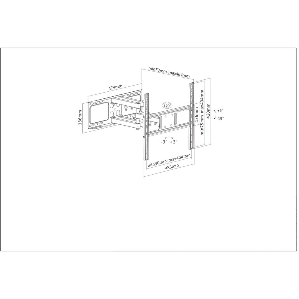 Manhattan Wall Mount for TV & Monitors (Full Motion), For screens 32" to 55", VESA compatibility: all between 100x100mm to 400x400mm - check the dimensions of the four mounting holes on back of screen to ensure it fits, Max 40kg, Black, Bracket...