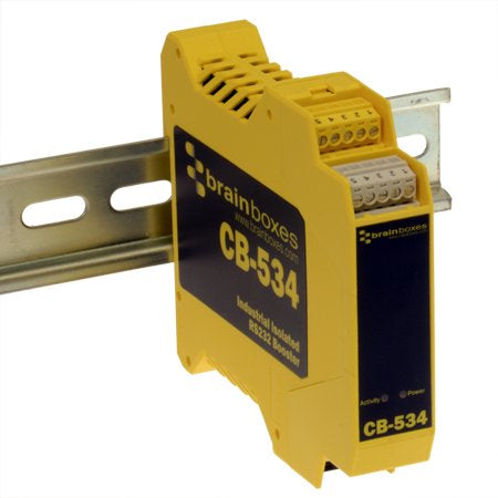 Brainboxes CB-534 serial converter/repeater/isolator RS-232 Black, Yellow