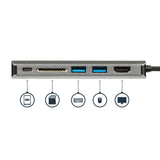 StarTech.com USB C Multiport Adapter, Portable USB-C Dock to 4K HDMI, 2-pt USB 3.0 Hub, SD/SDHC, GbE, 100W PD Pass-Through - USB Type-C/Thunderbolt 3 - REPLACED BY DKT30CSDHPD3
