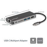 StarTech.com USB C Multiport Adapter, Portable USB-C Dock to 4K HDMI, 2-pt USB 3.0 Hub, SD/SDHC, GbE, 100W PD Pass-Through - USB Type-C/Thunderbolt 3 - REPLACED BY DKT30CSDHPD3