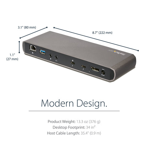 StarTech.com Thunderbolt 3 Dock, Dual Monitor 4K 60Hz TB3 Laptop Docking Station, DisplayPort, 85W PD, 3x USB, GbE - REPLACED BY TB3CDK2DH