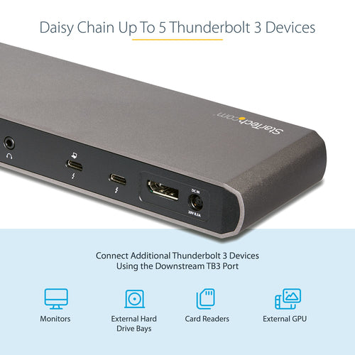 StarTech.com Thunderbolt 3 Dock, Dual Monitor 4K 60Hz TB3 Laptop Docking Station, DisplayPort, 85W PD, 3x USB, GbE - REPLACED BY TB3CDK2DH
