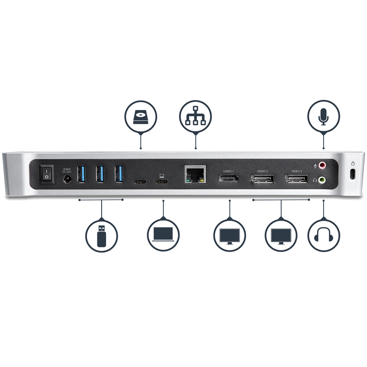StarTech.com 4K USB-C Dock, Triple UHD 4K Monitor Docking Station, Mac & Windows, USB C to HDMI & DisplayPort, 60W Power Delivery, 5x USB 5Gbps Hub - TAA